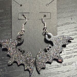 Sparkling Black Bat Earrings Handmade!!